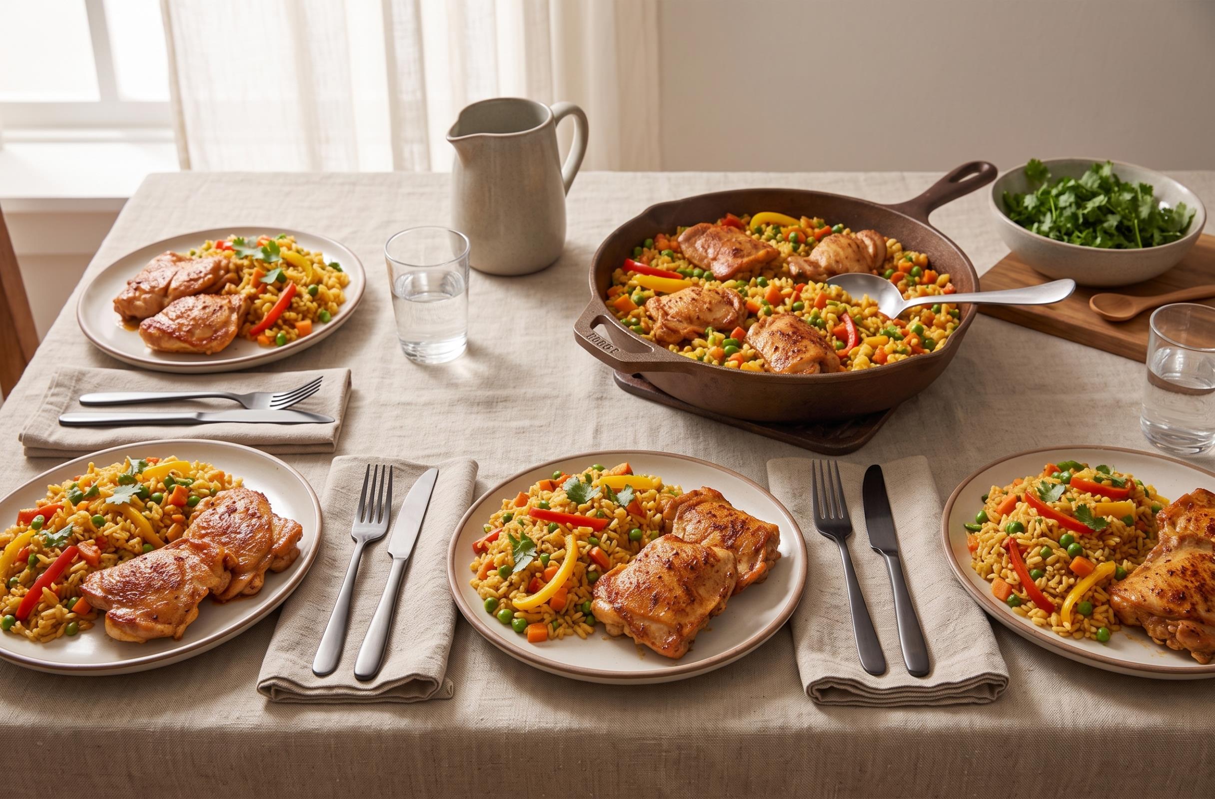 Filete de muslo con arroz y verduras 